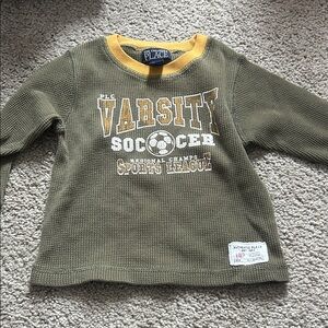 The Children's Place Olive and Yellow Varsity Soccer Tee